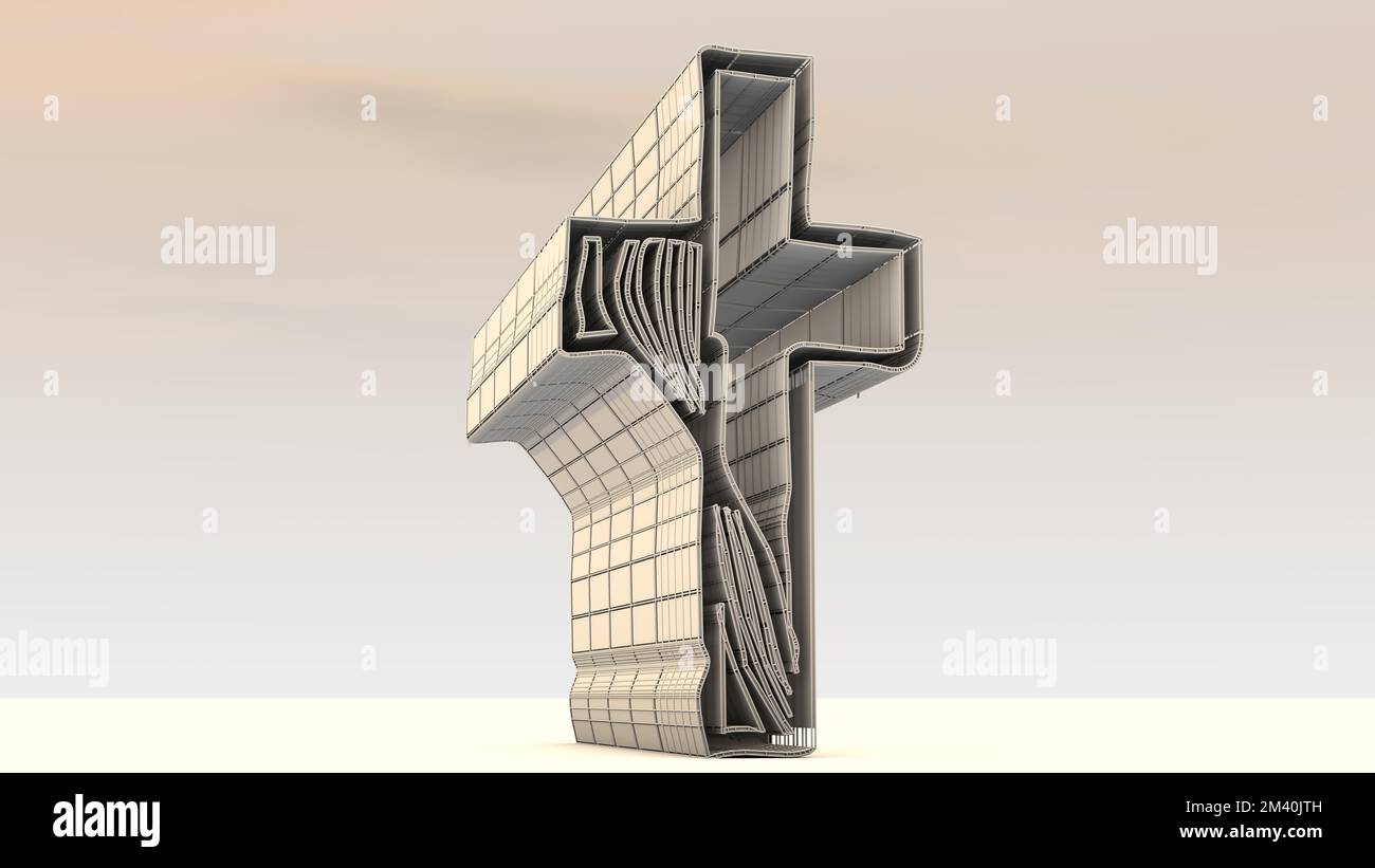 A 3D Illustration of an architectural structure based on a Christian ...
