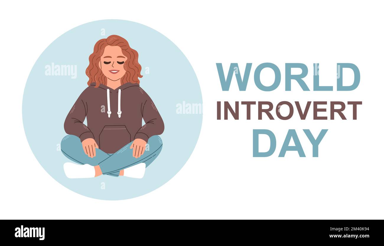 World Introvert Day. January 2. Holiday concept. Template for background, banner, card, poster. Vector EPS10 Stock Vector