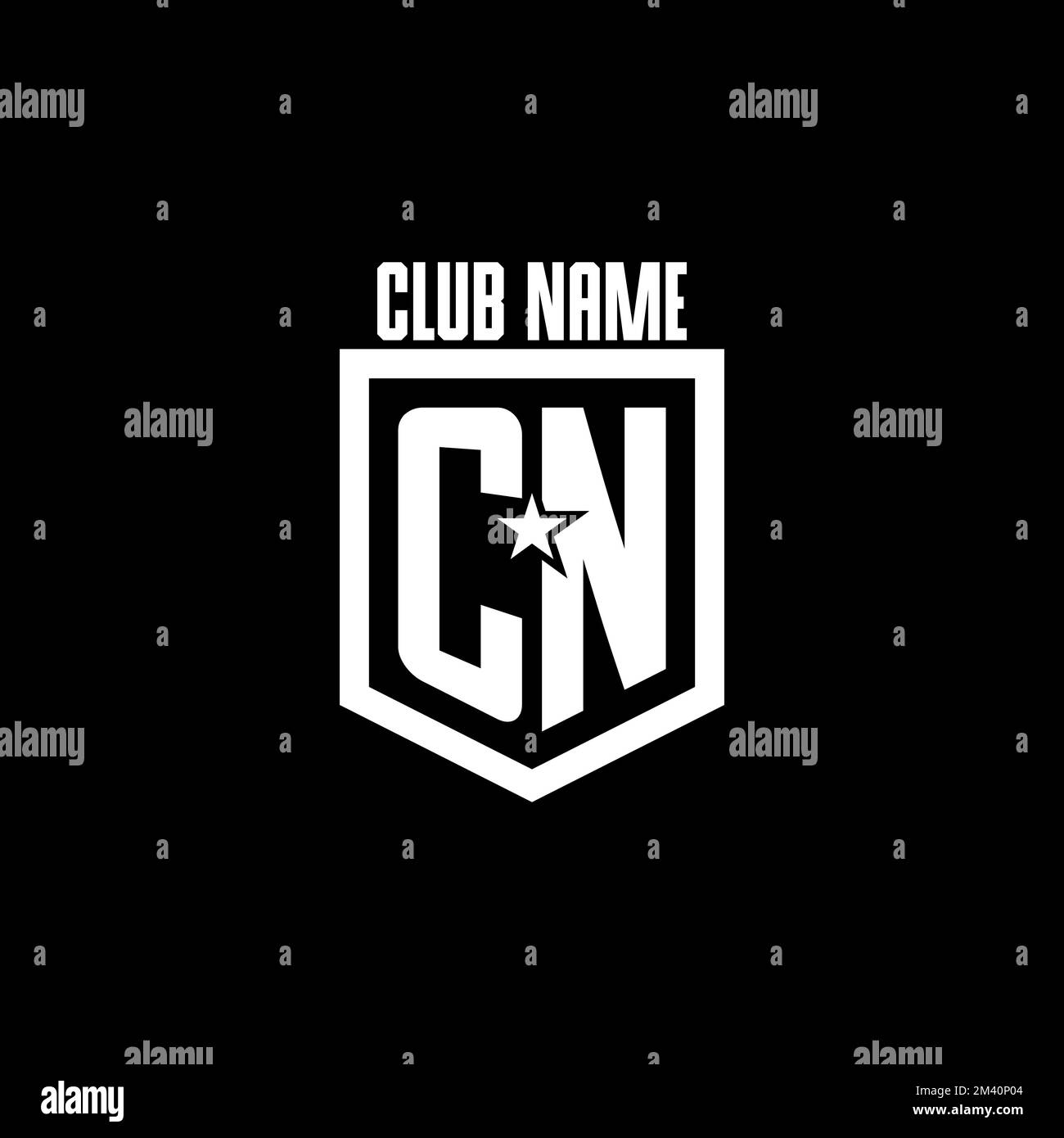 CN initial gaming logo with shield and star style design inspiration Stock Vector