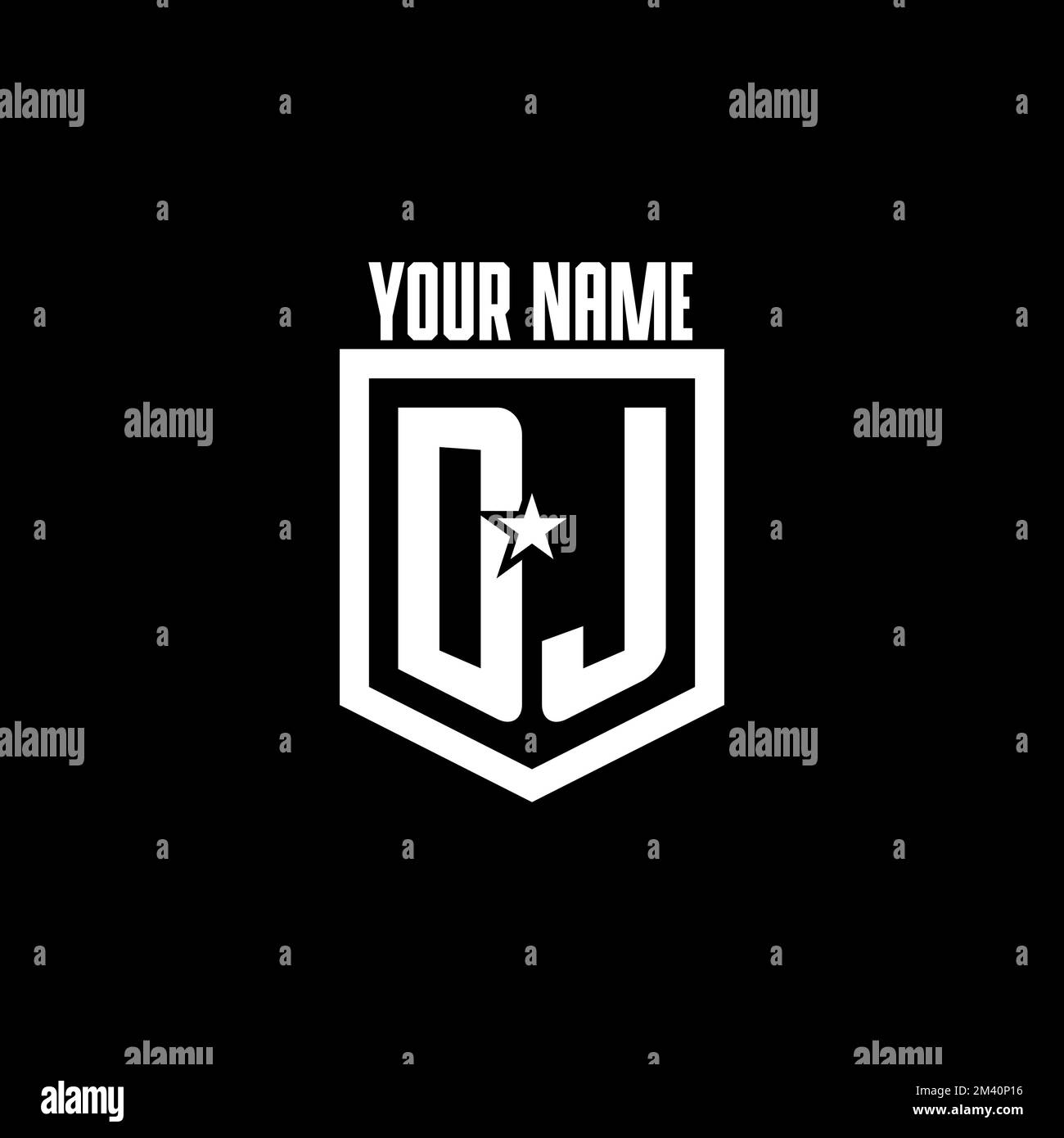 DJ initial gaming logo with shield and star style design inspiration ...