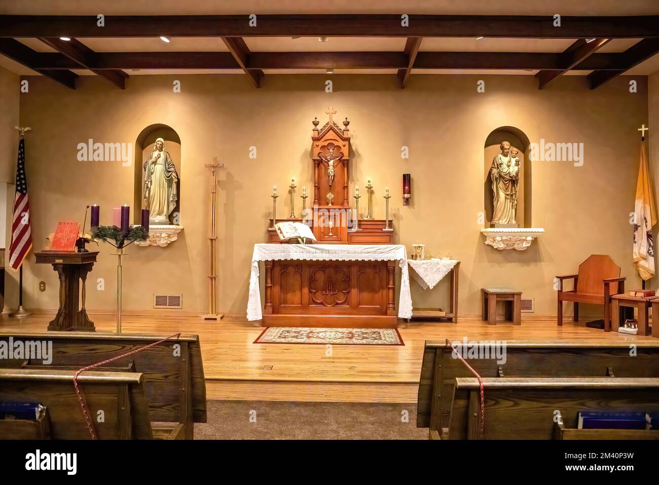 Historic sanctuary of St. Francis Xavier Catholic Church at Advent
