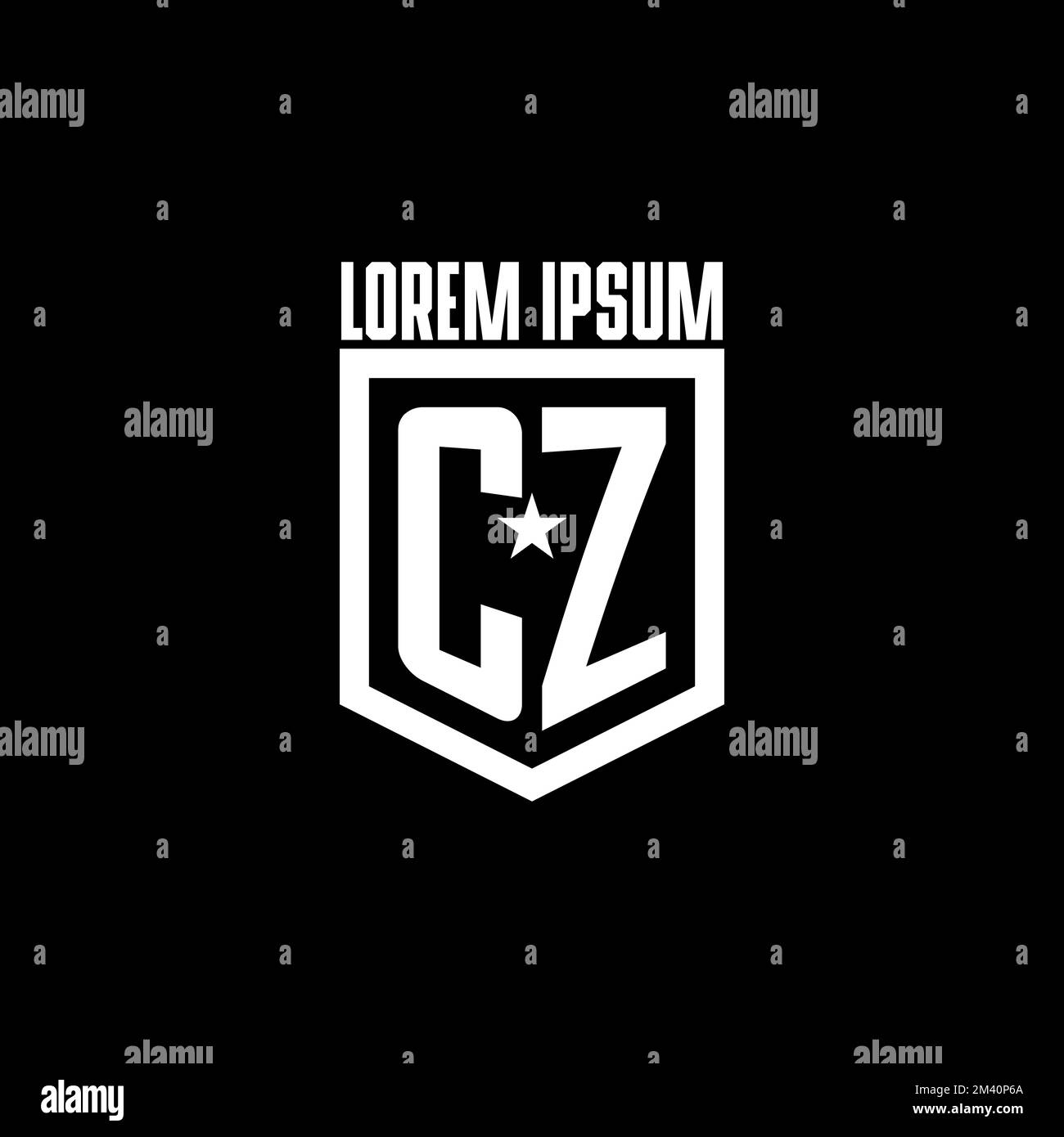 CZ initial gaming logo with shield and star style design inspiration ...