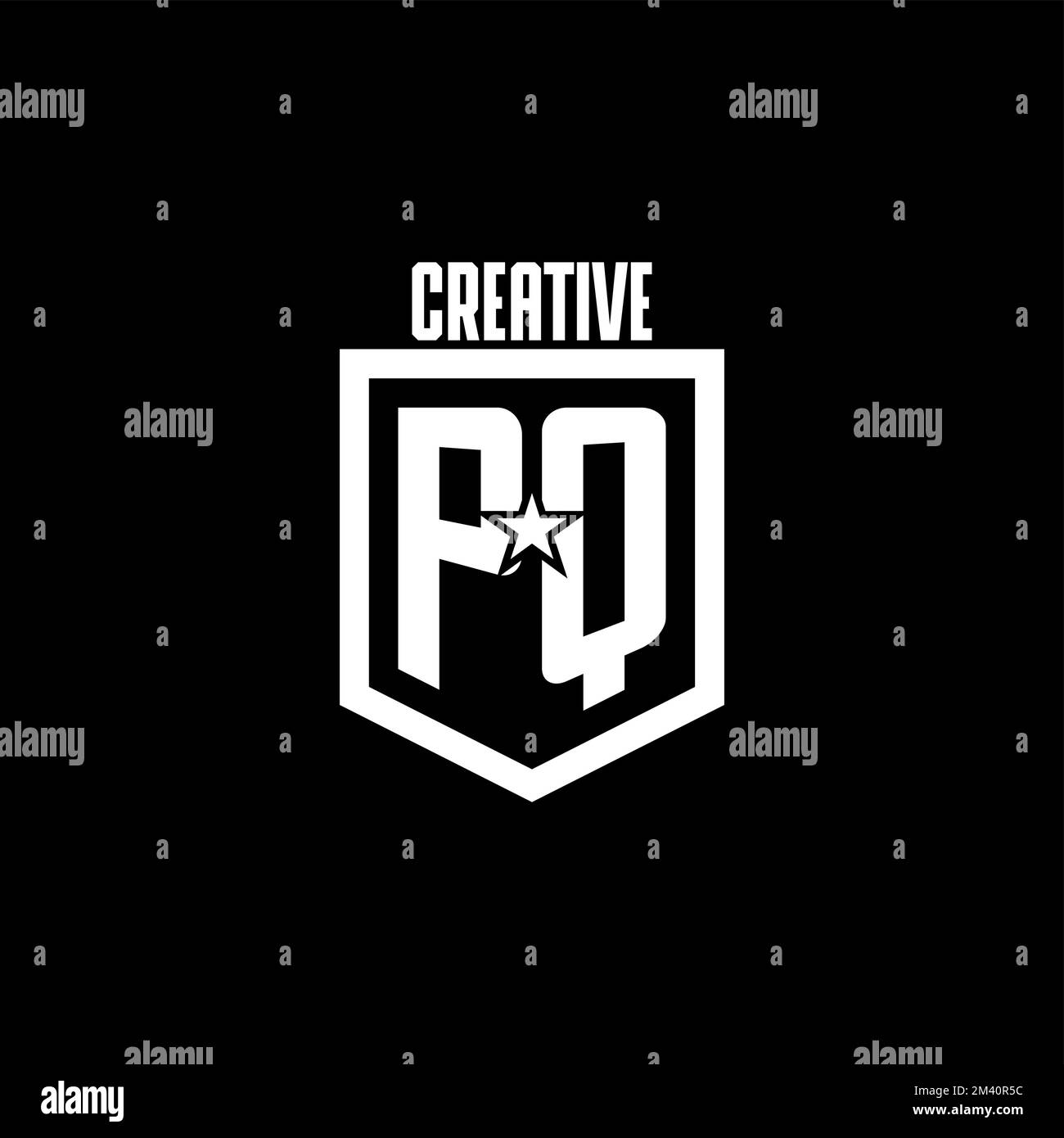 PQ initial gaming logo with shield and star style design inspiration ...