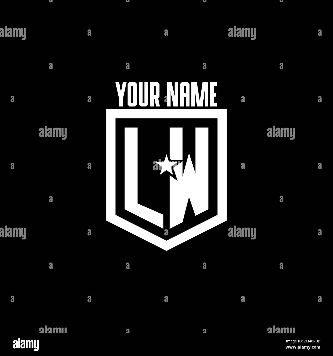 LW initial gaming logo with shield and star style design inspiration ...