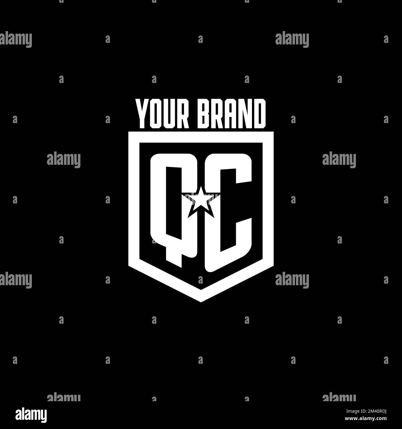 QC initial gaming logo with shield and star style design inspiration ...