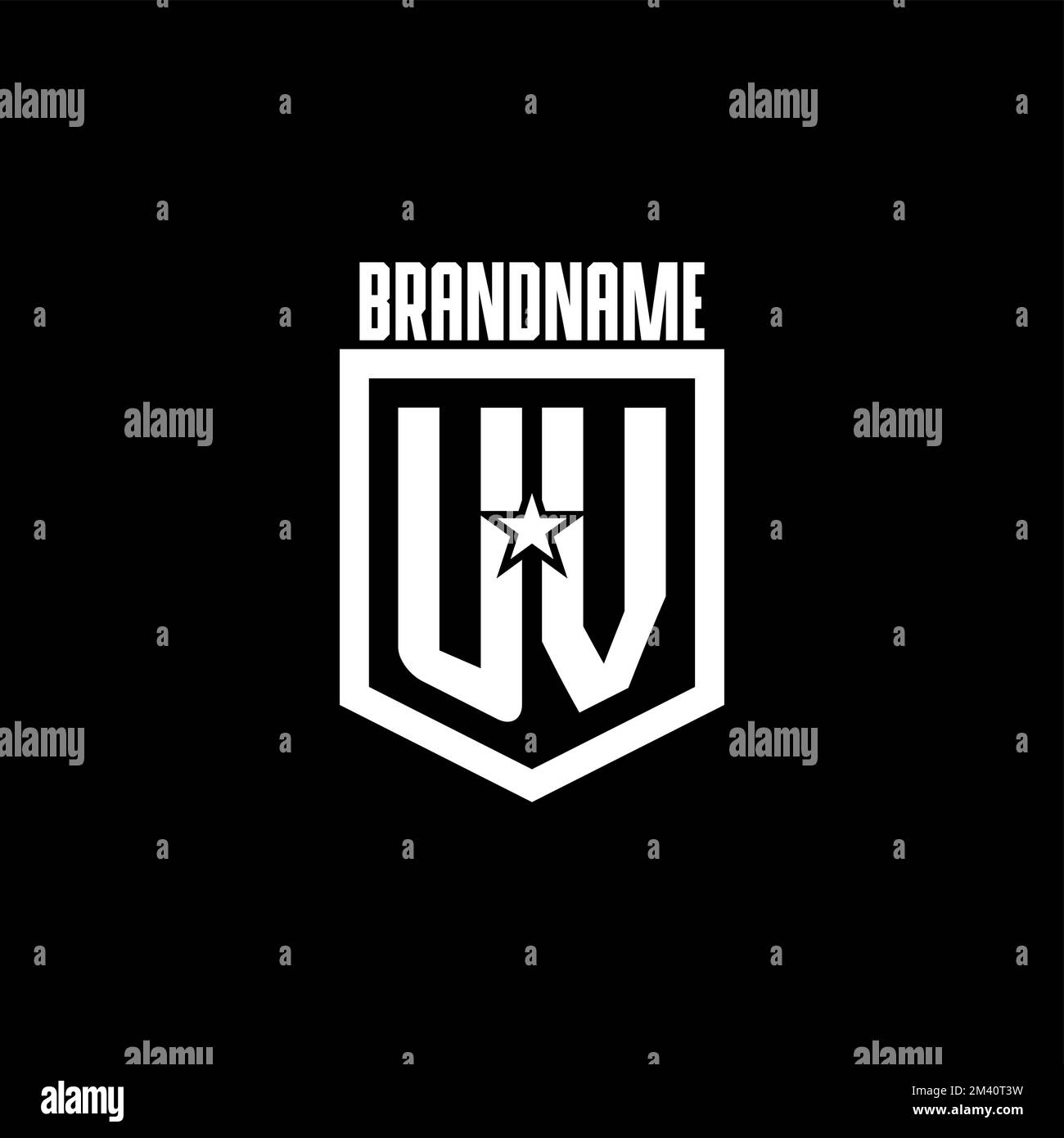 UV initial gaming logo with shield and star style design inspiration ...