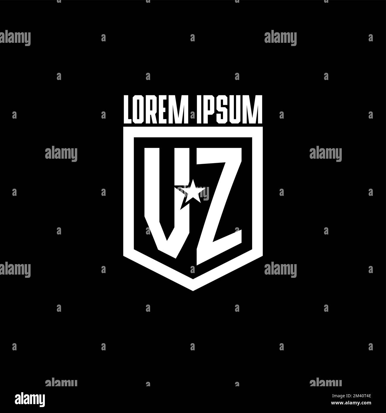 VZ initial gaming logo with shield and star style design inspiration ...