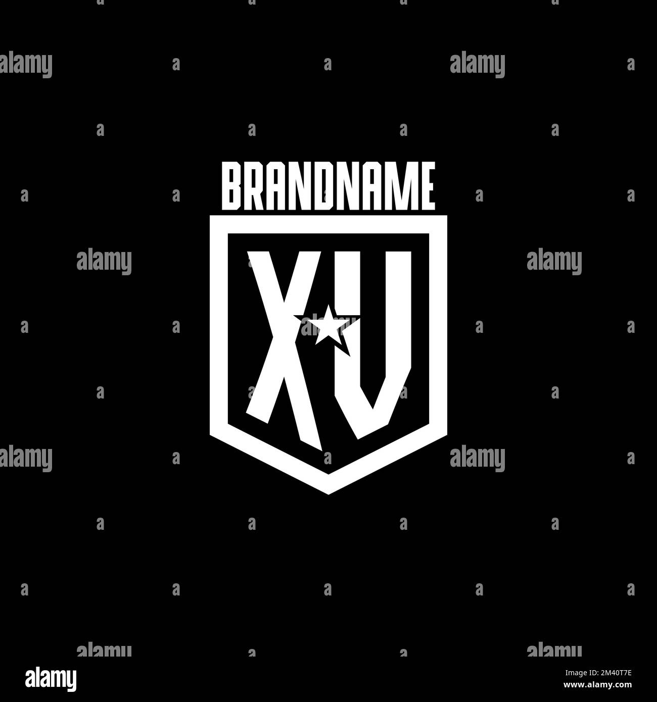 XV initial gaming logo with shield and star style design inspiration ...