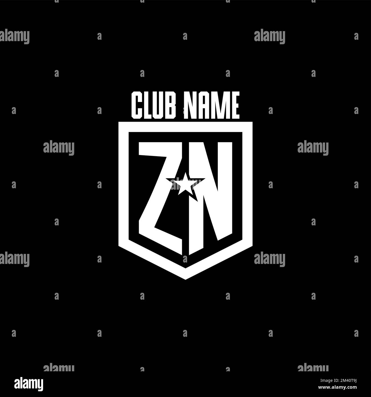 ZN initial gaming logo with shield and star style design inspiration ...