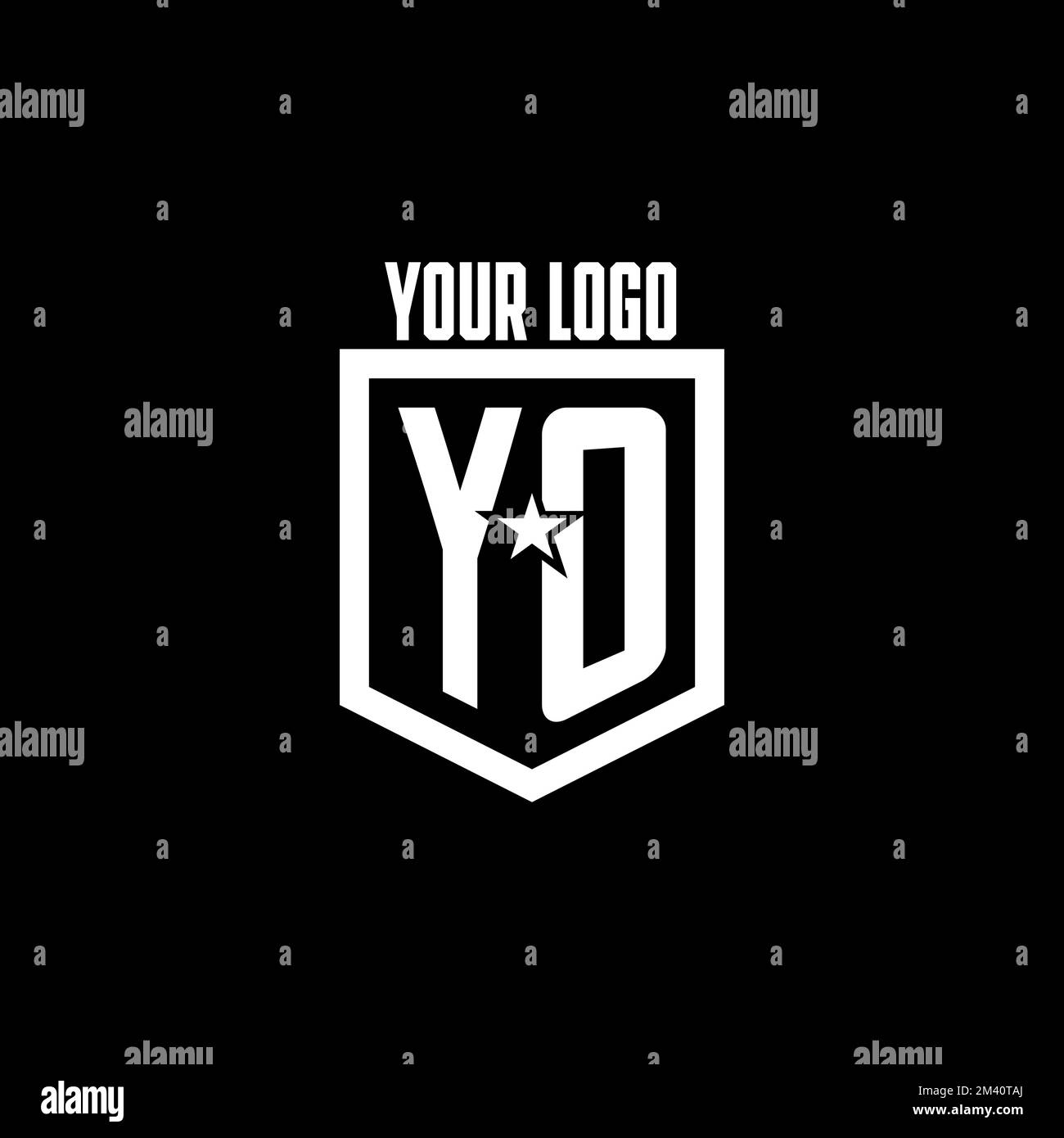 YO initial gaming logo with shield and star style design inspiration Stock Vector Image & Art