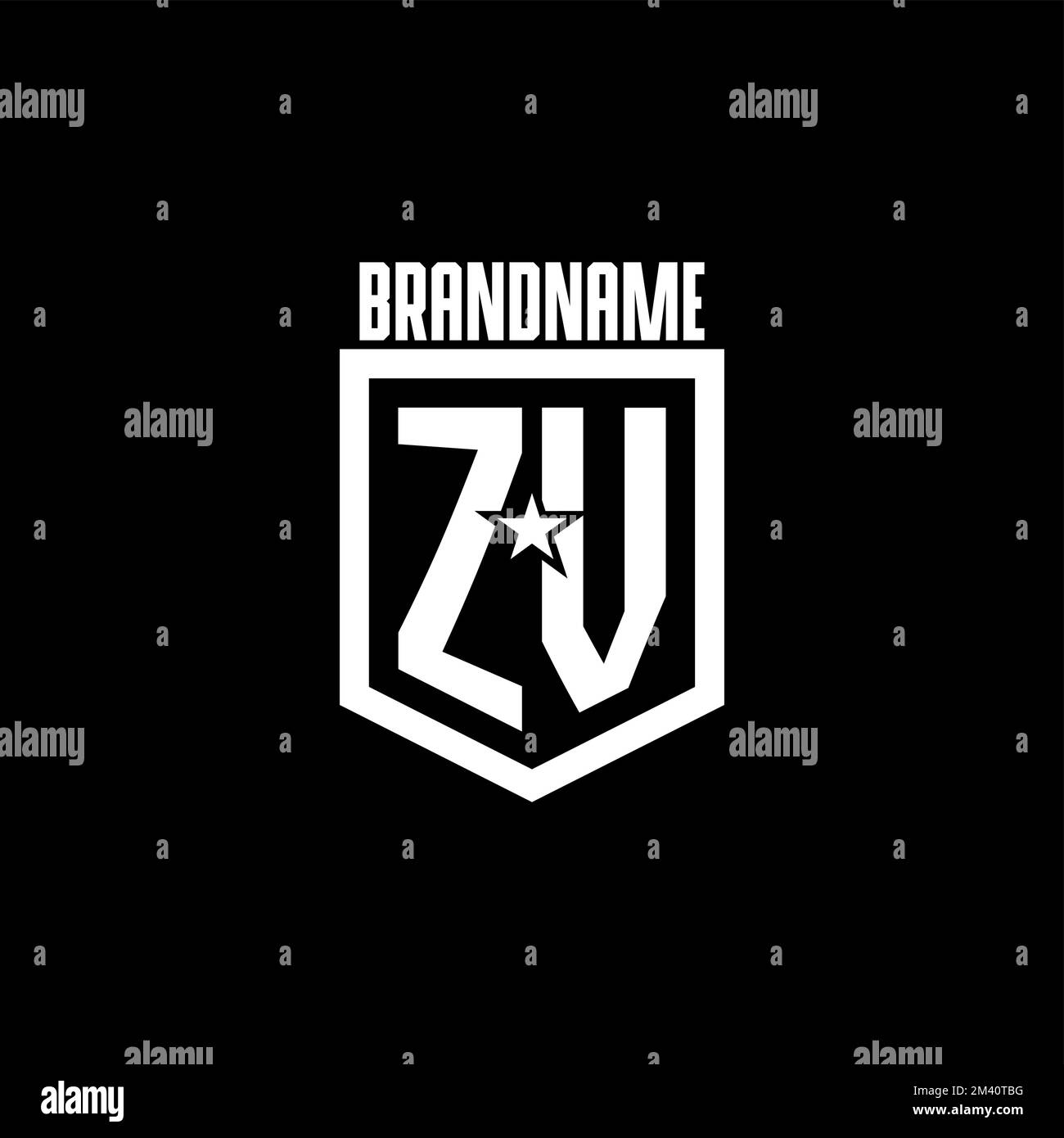 ZV initial gaming logo with shield and star style design inspiration ...
