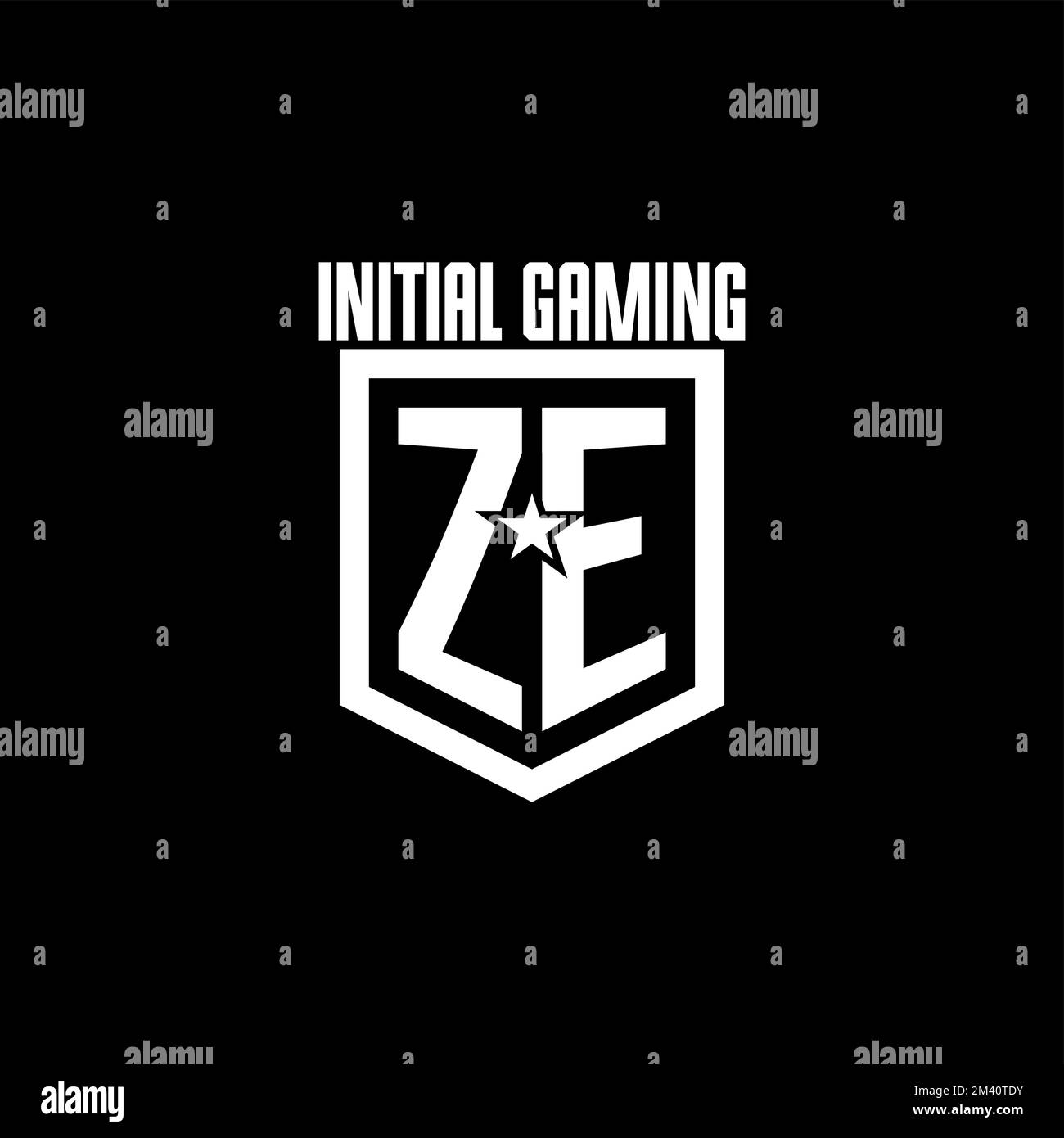 ZE initial gaming logo with shield and star style design inspiration ...