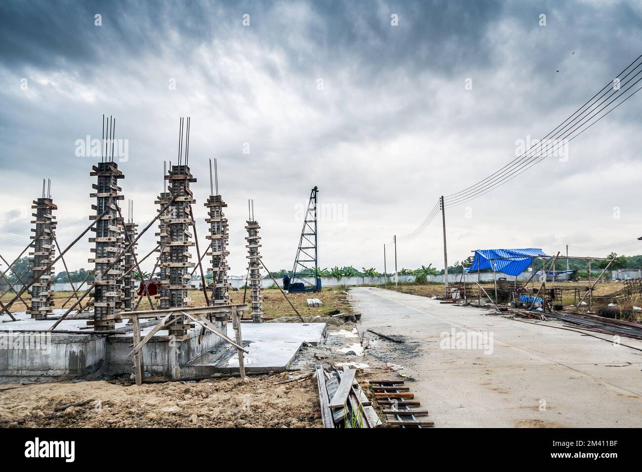 installation of cement formwork frames to new house construction at