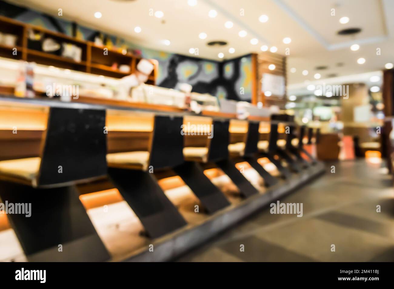 Abstract blur japanese restaurant interior for background Stock Photo