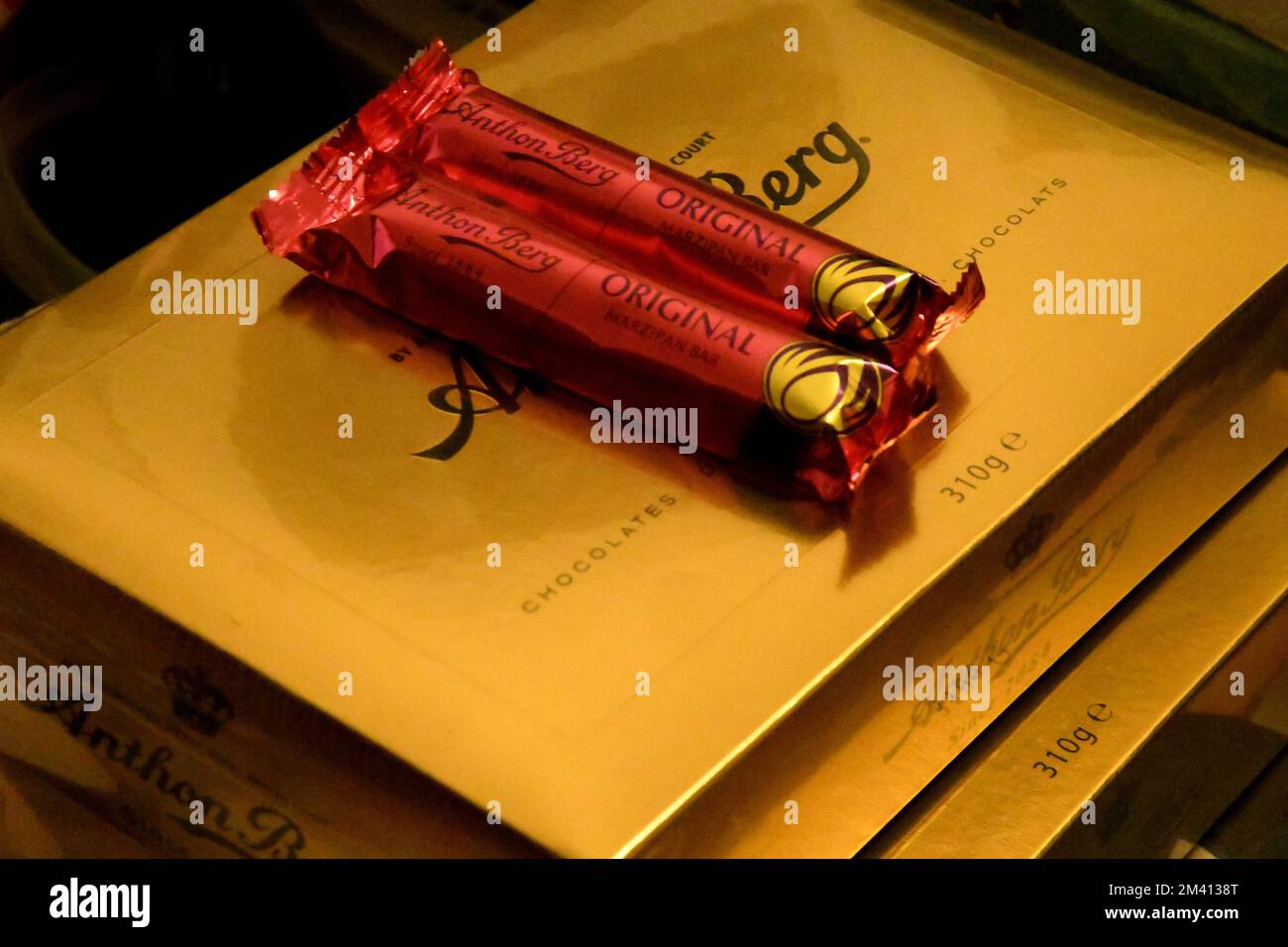 Copenhagen/Denmark/18 December 2022/Anthon Berg chocolates and bar in