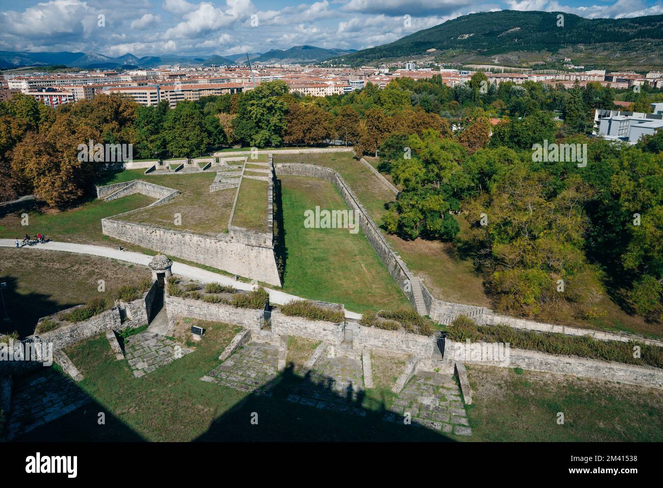 A castle wall in Pamplona, Navarre, Spain - 0ct, 2021 Stock Photo