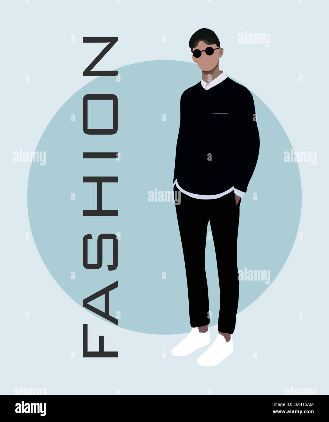 Stylish man in a flat style on an interesting background with the ...