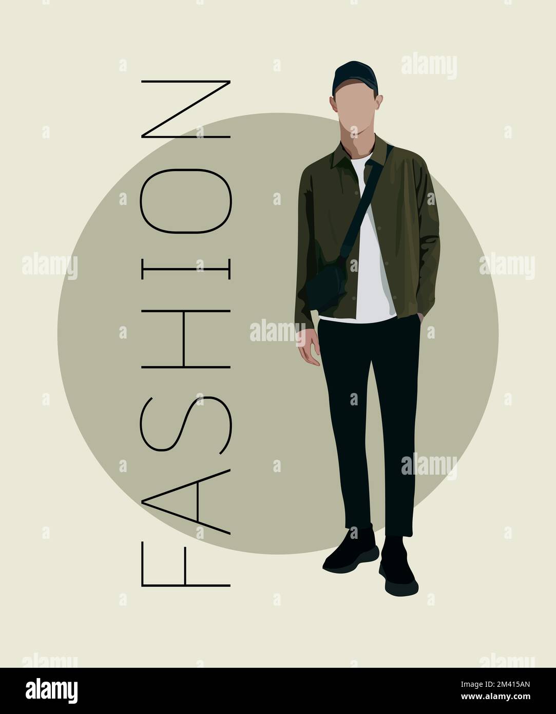Stylish man in a flat style on an interesting background with the ...