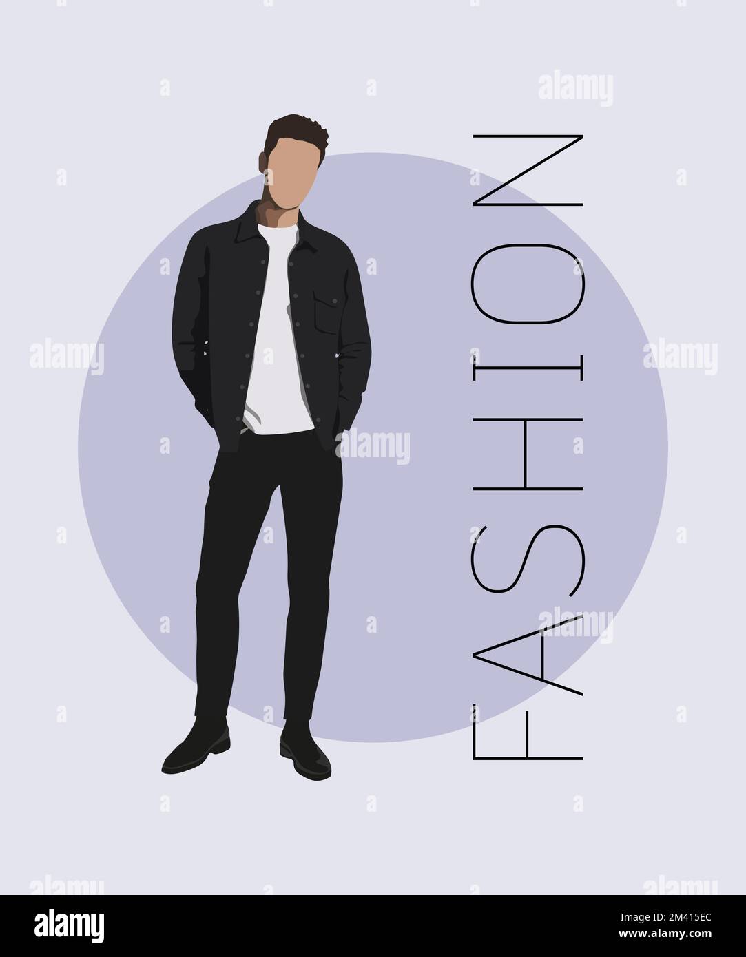 Stylish man in a flat style on an interesting background with the ...