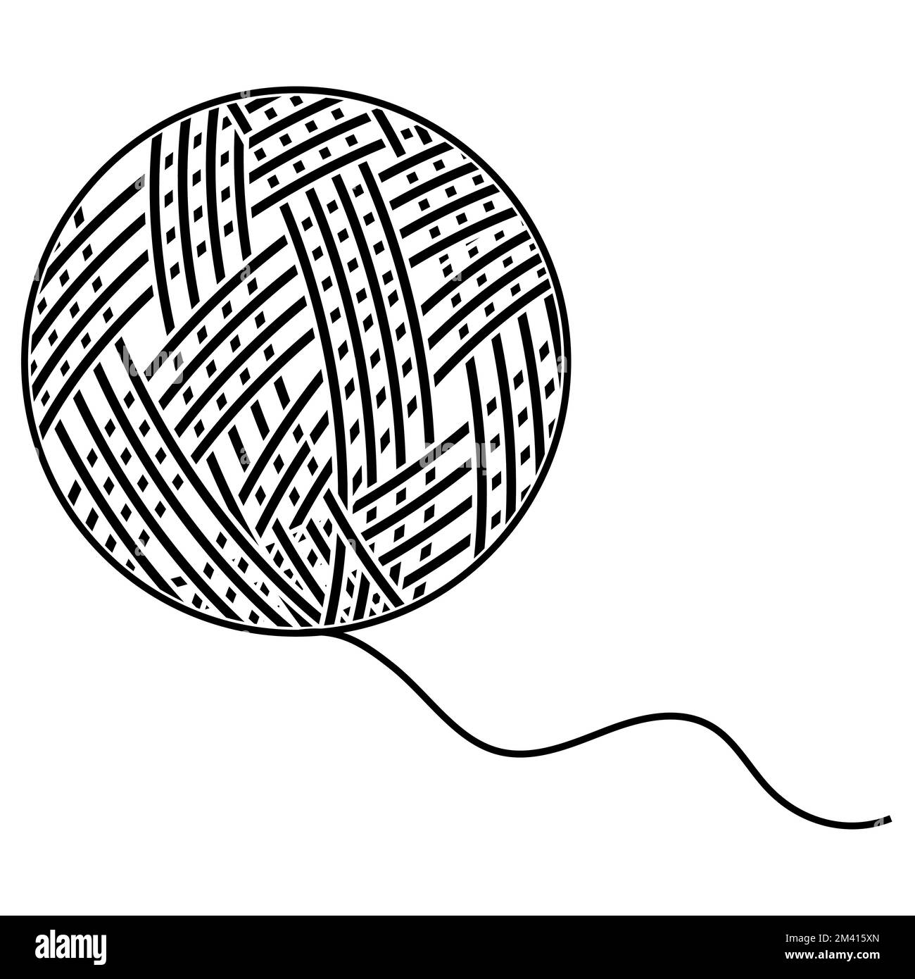 Ball yarn logo, icon thread wool vintage illustration, knit needle Stock Vector