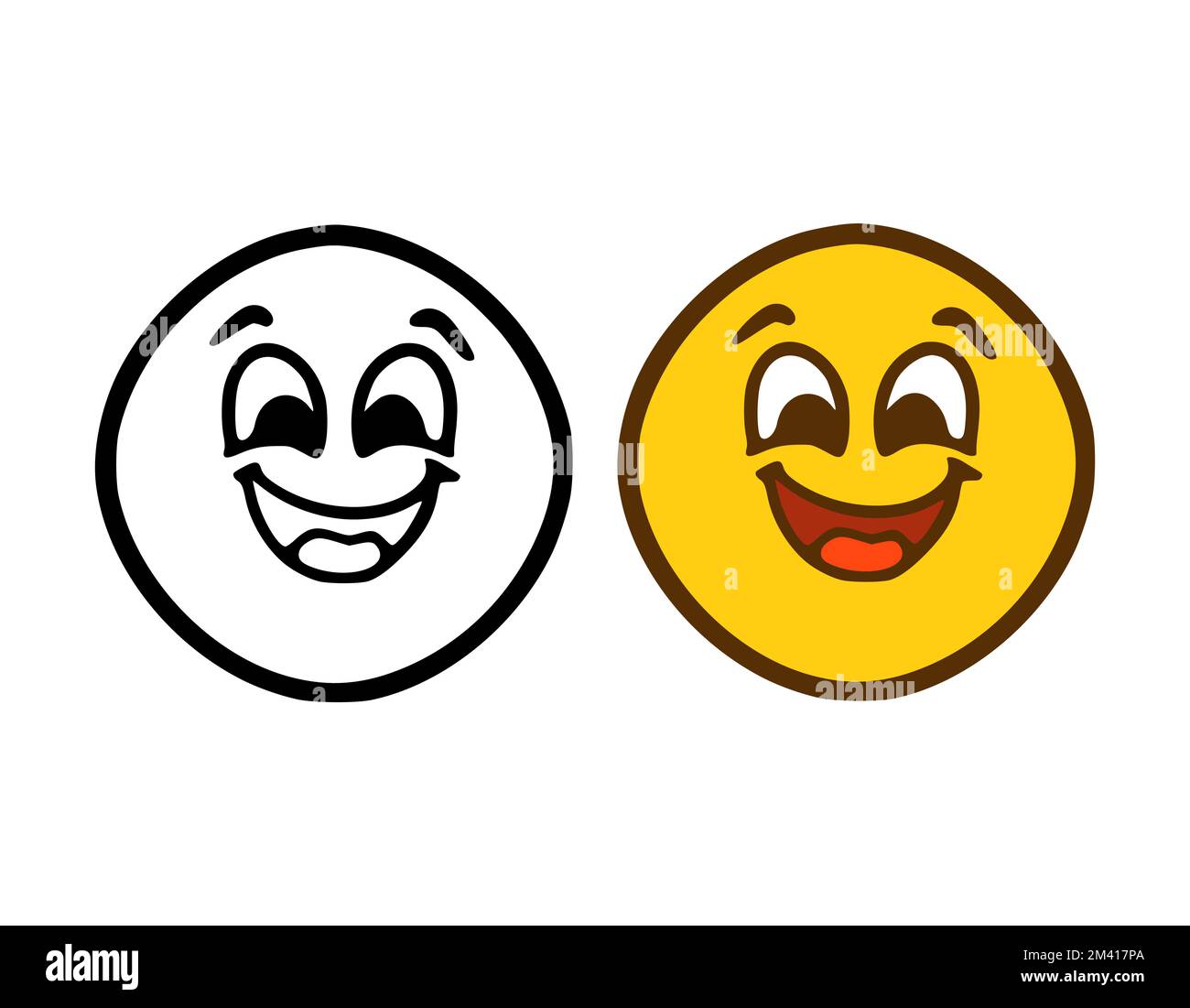 Smiling emoticon in doodle style isolated on white background Stock ...