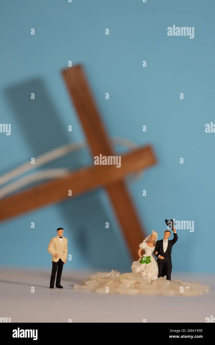 An illustration of an wedding with small figures Stock Photo