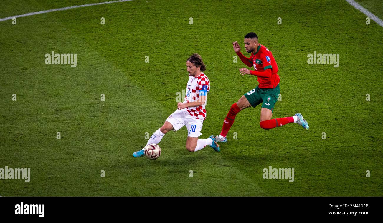 Doha, Qatar. 17th Dec, 2022.  Luka Modric (Kroatien) Youssef En-Nesyri (Marokko) Croatia - Morocco  Match for 3rd place Kroatien - Marokko World Cup 2 Stock Photo