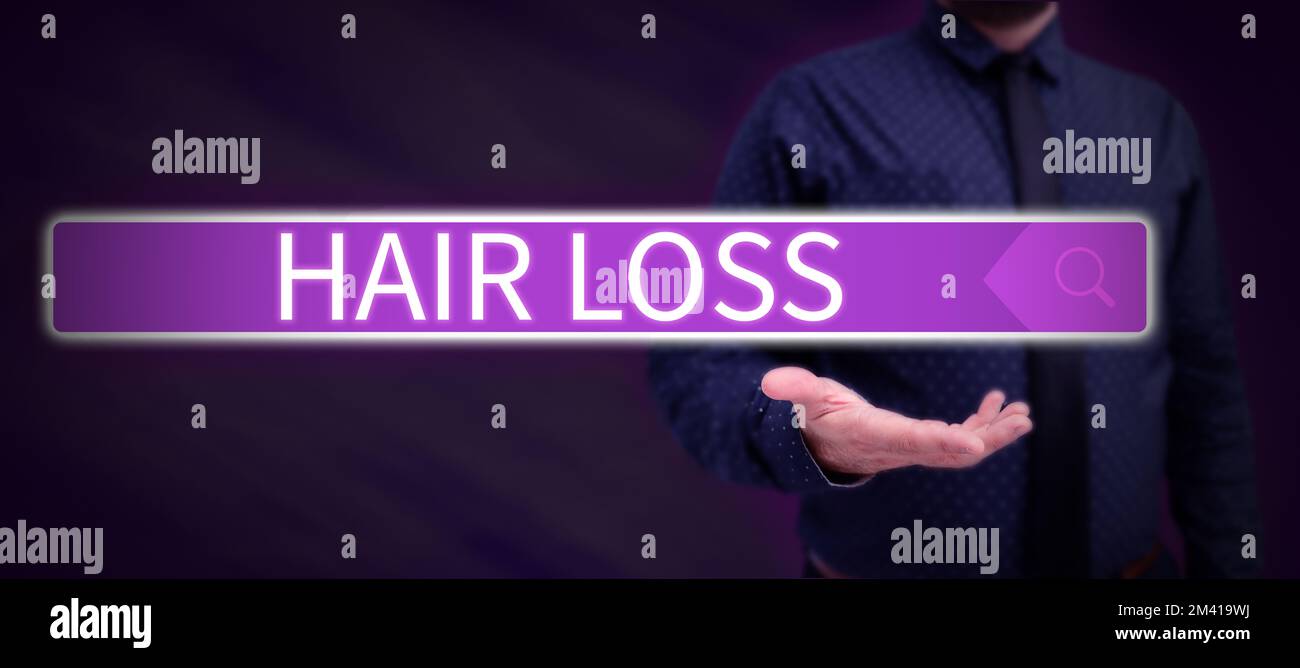 Text caption presenting Hair Loss. Business approach Loss of human hair from the head or any part of the body Balding Stock Photo