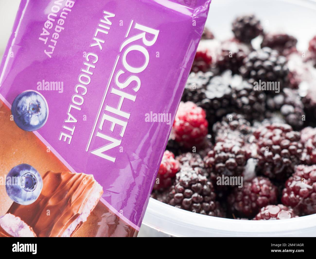 Milk Chocolate Roshen. Roshen Confectionery Corporation is a Ukrainian leading confectionery manufacturing group. Stock Photo