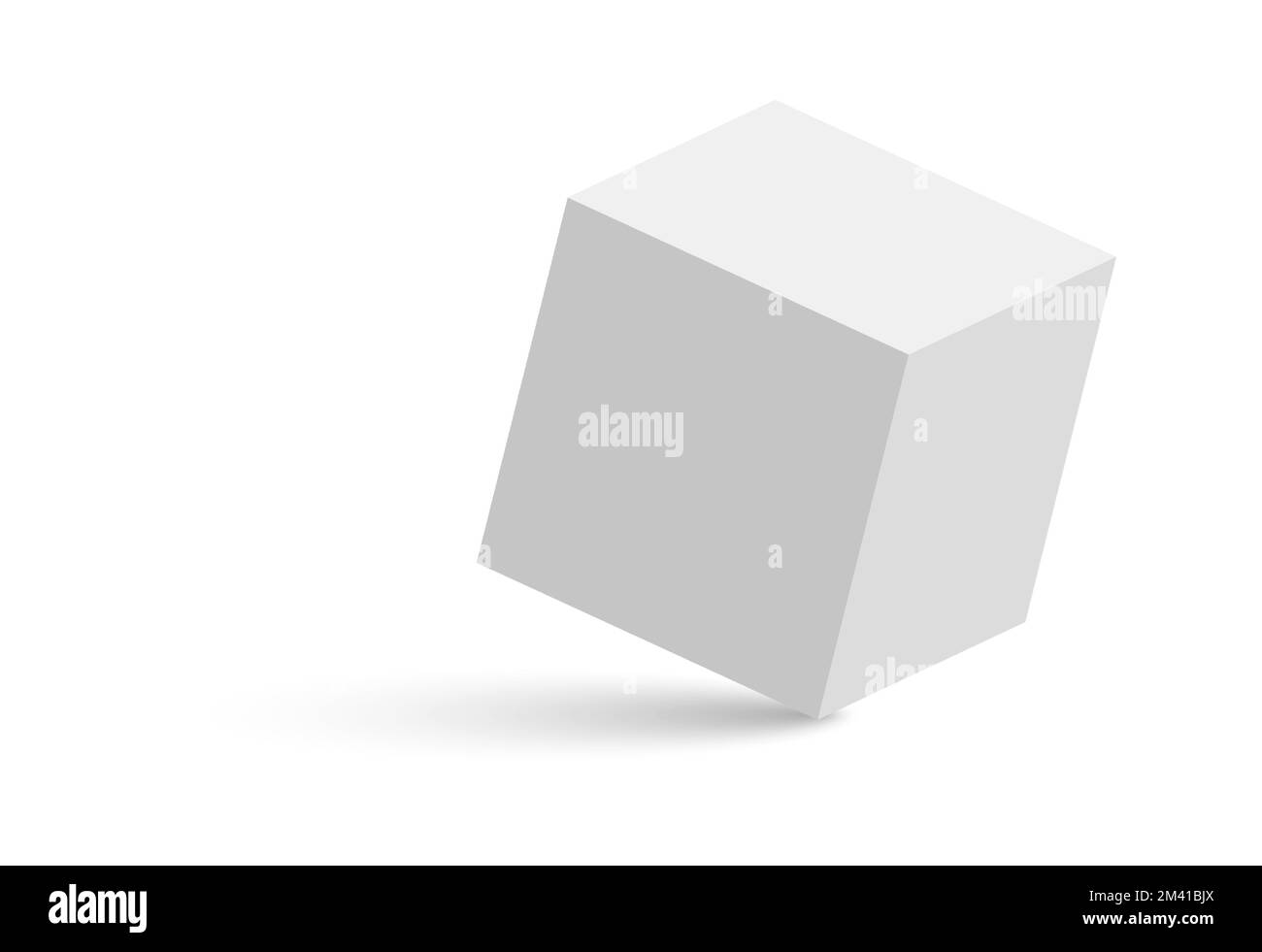 White cube. 3D abstract box with shadow. Geometric paper square empty