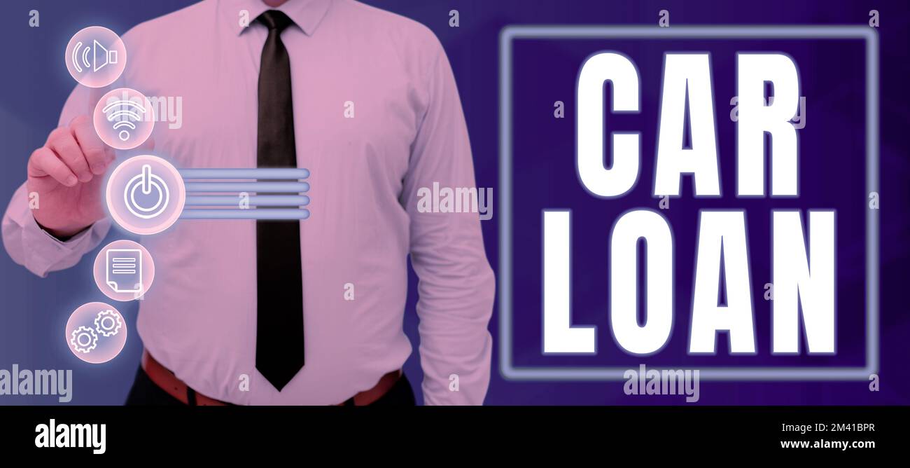 Text showing inspiration Car Loan. Business idea taking money from bank