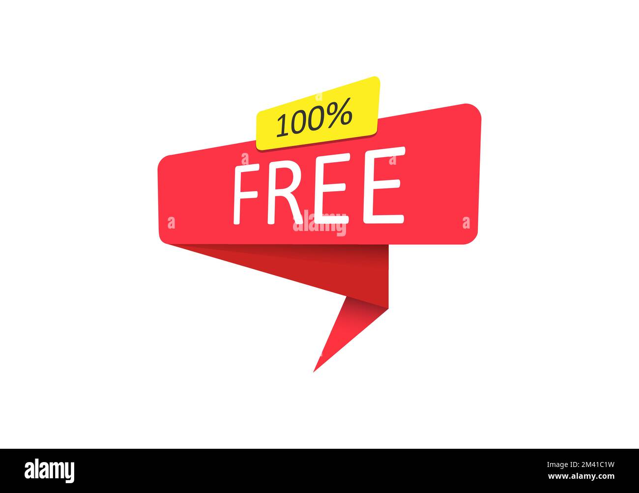 100 percent FREE. A red banner, pointer, sticker, label or speech