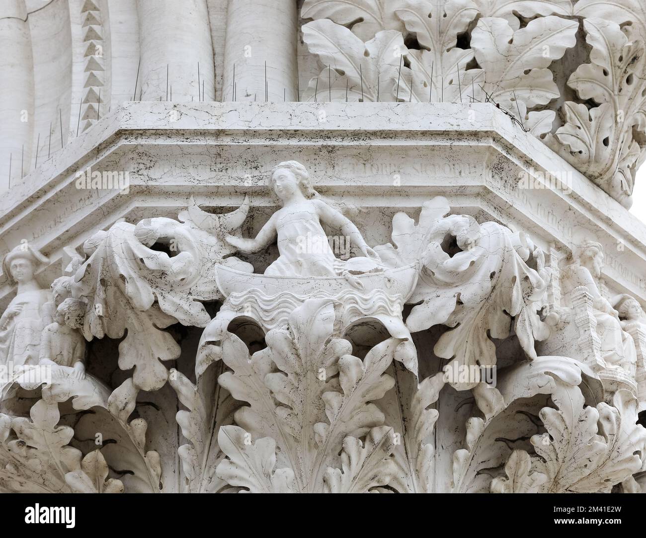 Sculpture Symbolizing The Creation Of The Moon On A Column Of The Doge Sculpture symbolizing the creation of the moon on a column of the doge
