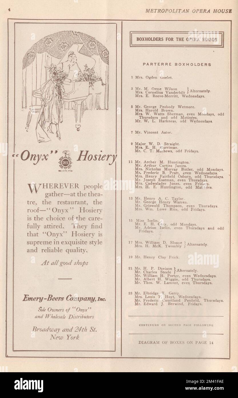 Scans from 1917/1918 Opera Season program. Features Advertisements and ...