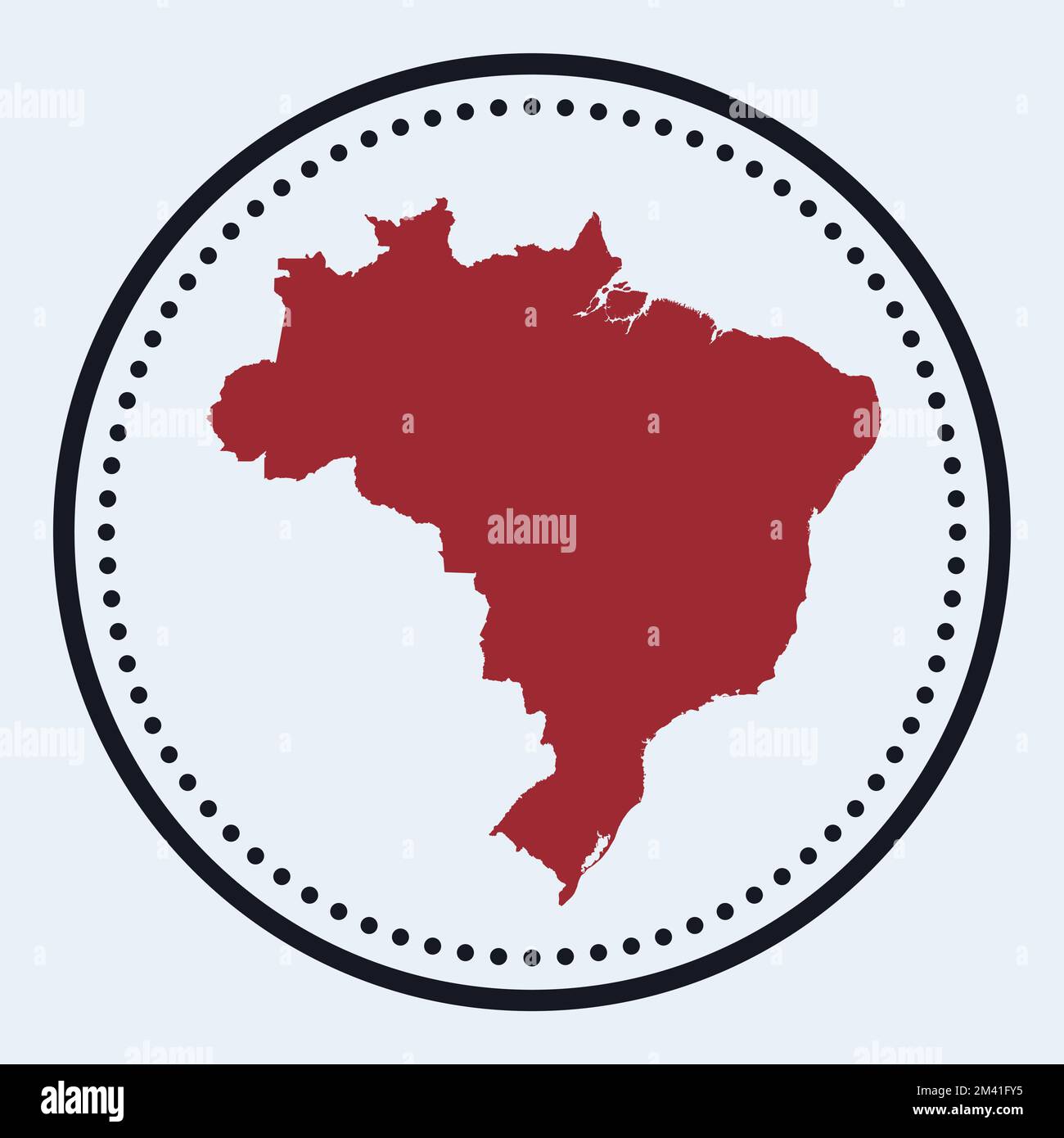 Brazil round stamp. Round logo with country map and title. Stylish