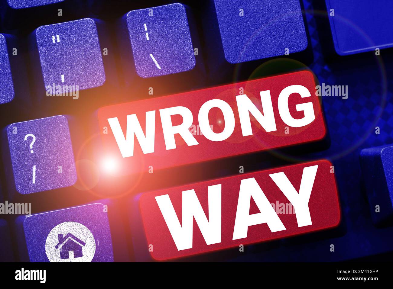 Text caption presenting Wrong Way. Concept meaning taking an unsuitable