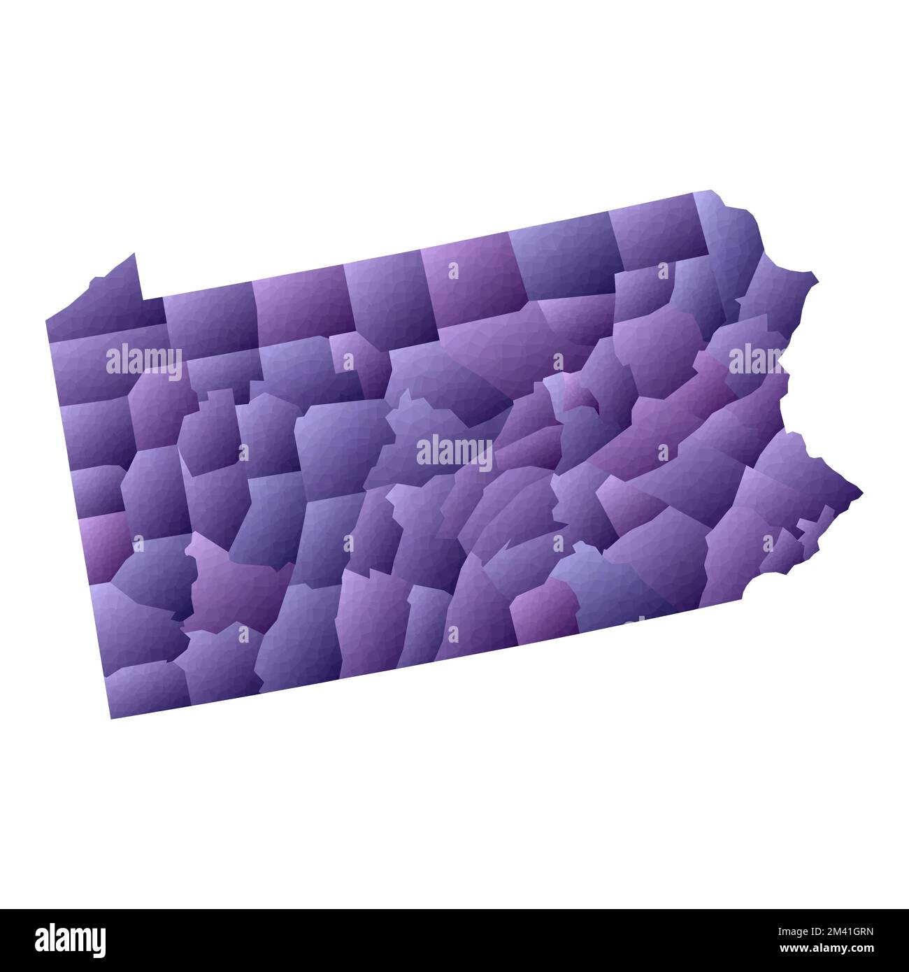 Pennsylvania map. Geometric style us state outline with counties