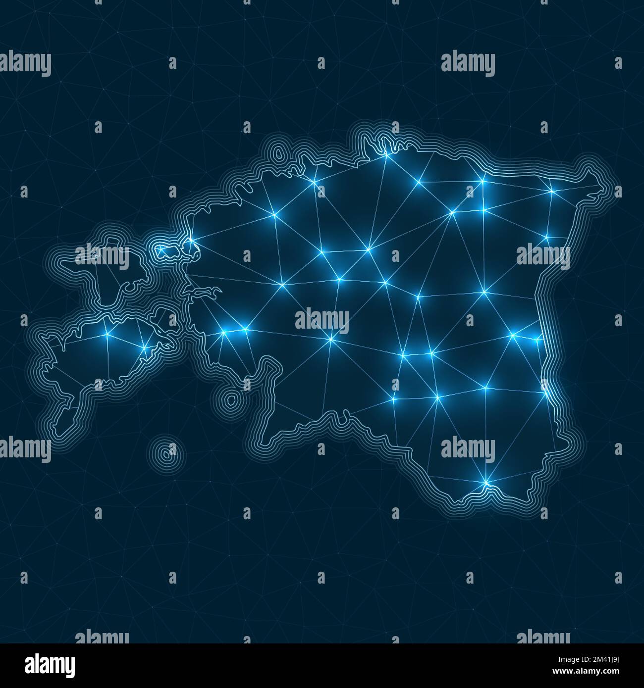 Estonia network map. Abstract geometric map of the country. Digital