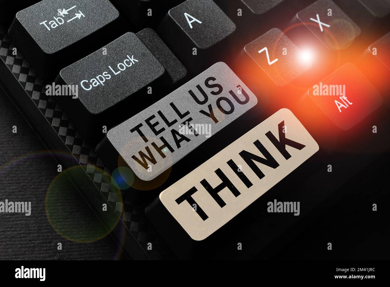 Sign displaying Tell Us What You Think. Business overview Express your