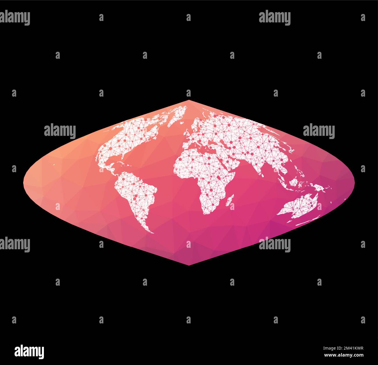 World network map. Sinusoidal projection. Wired globe in Sinusoidal