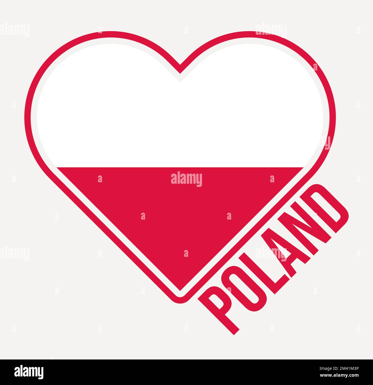 Poland heart flag badge. Made with Love from Poland logo. Flag of the 