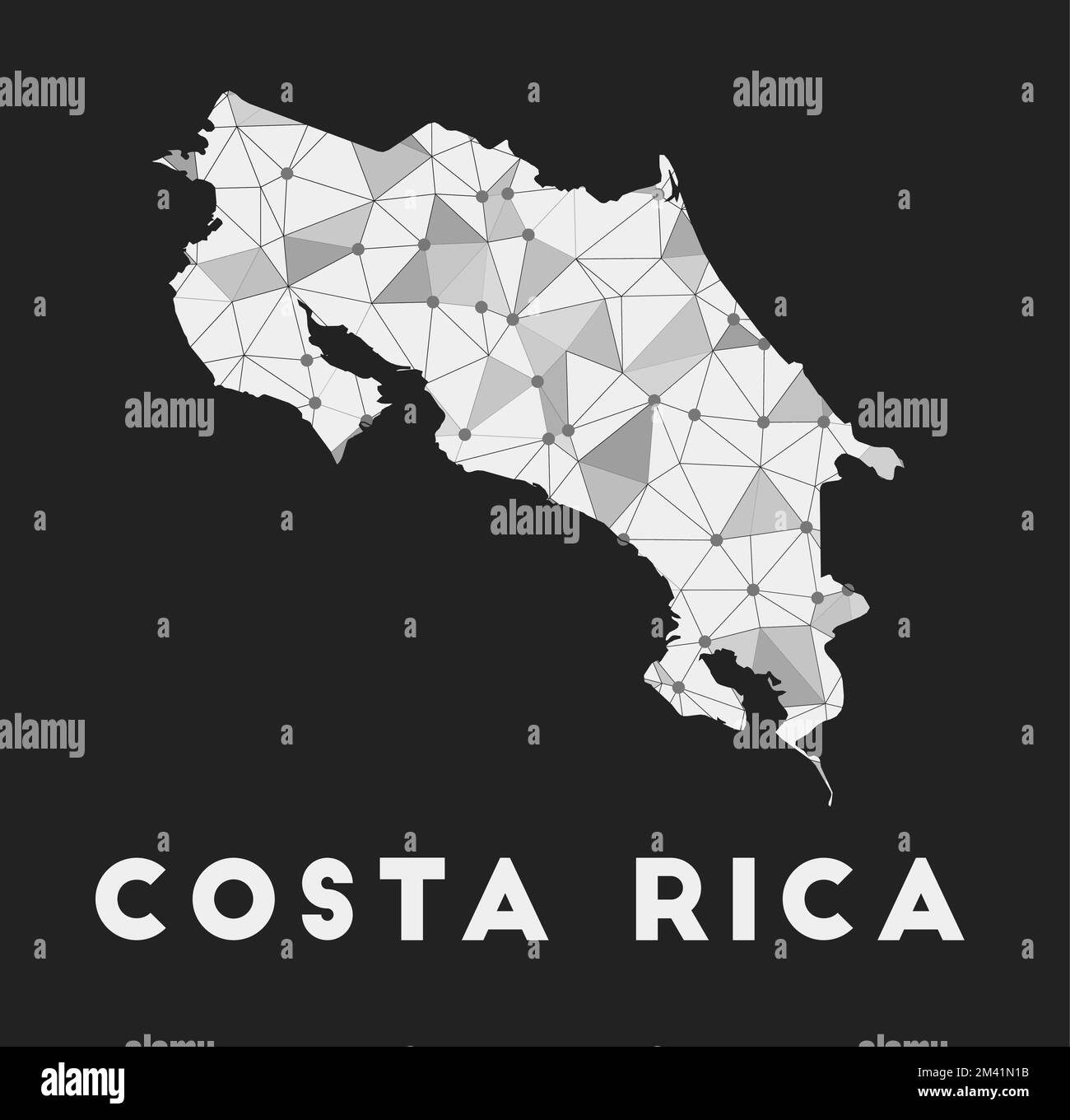 Costa Rica - communication network map of country. Costa Rica trendy ...