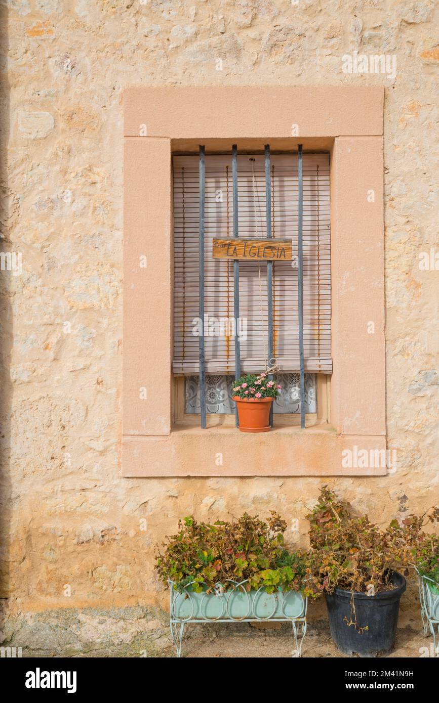 Window of house. Santa Marta del Cerro, Segovia province, Castilla Leon, Spain. Stock Photo