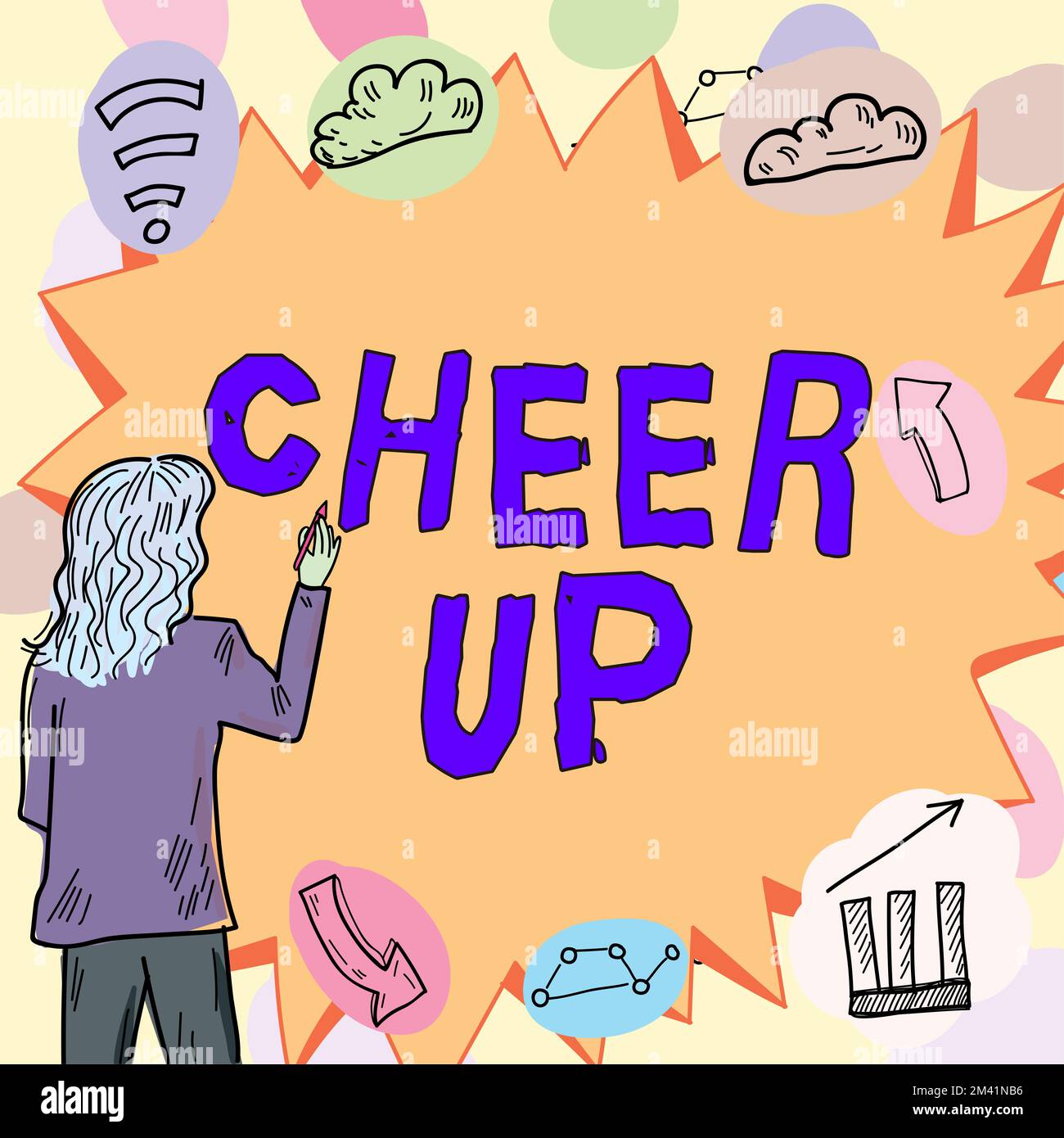 Text caption presenting Cheer Up. Concept meaning to live every moment