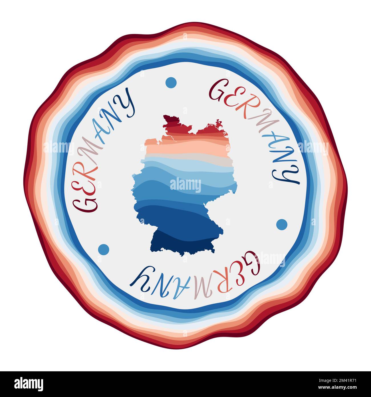 Germany badge. Map of the country with beautiful geometric waves and ...