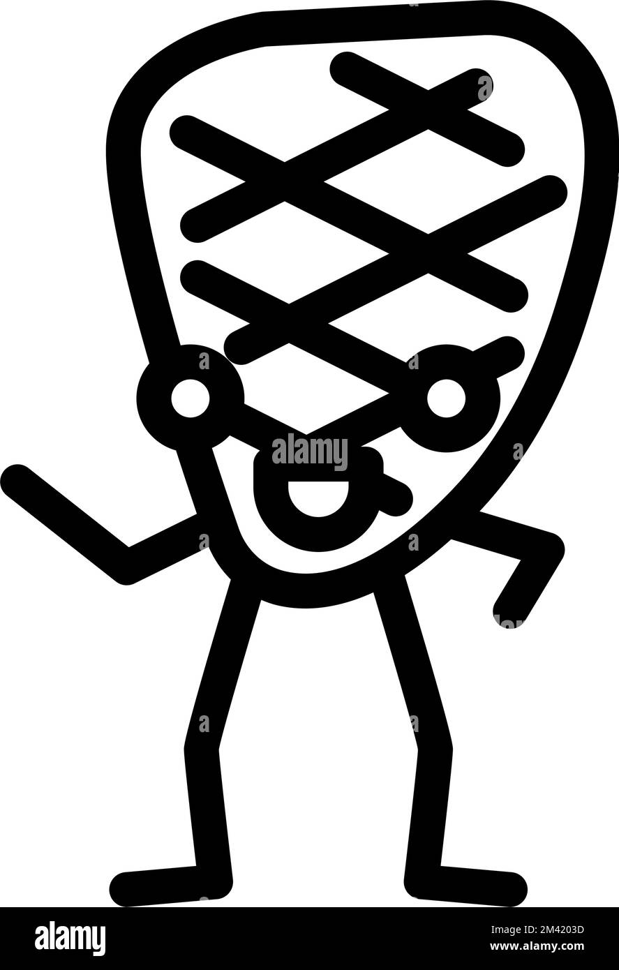 grilled meat character line icon vector illustration Stock Vector Image ...