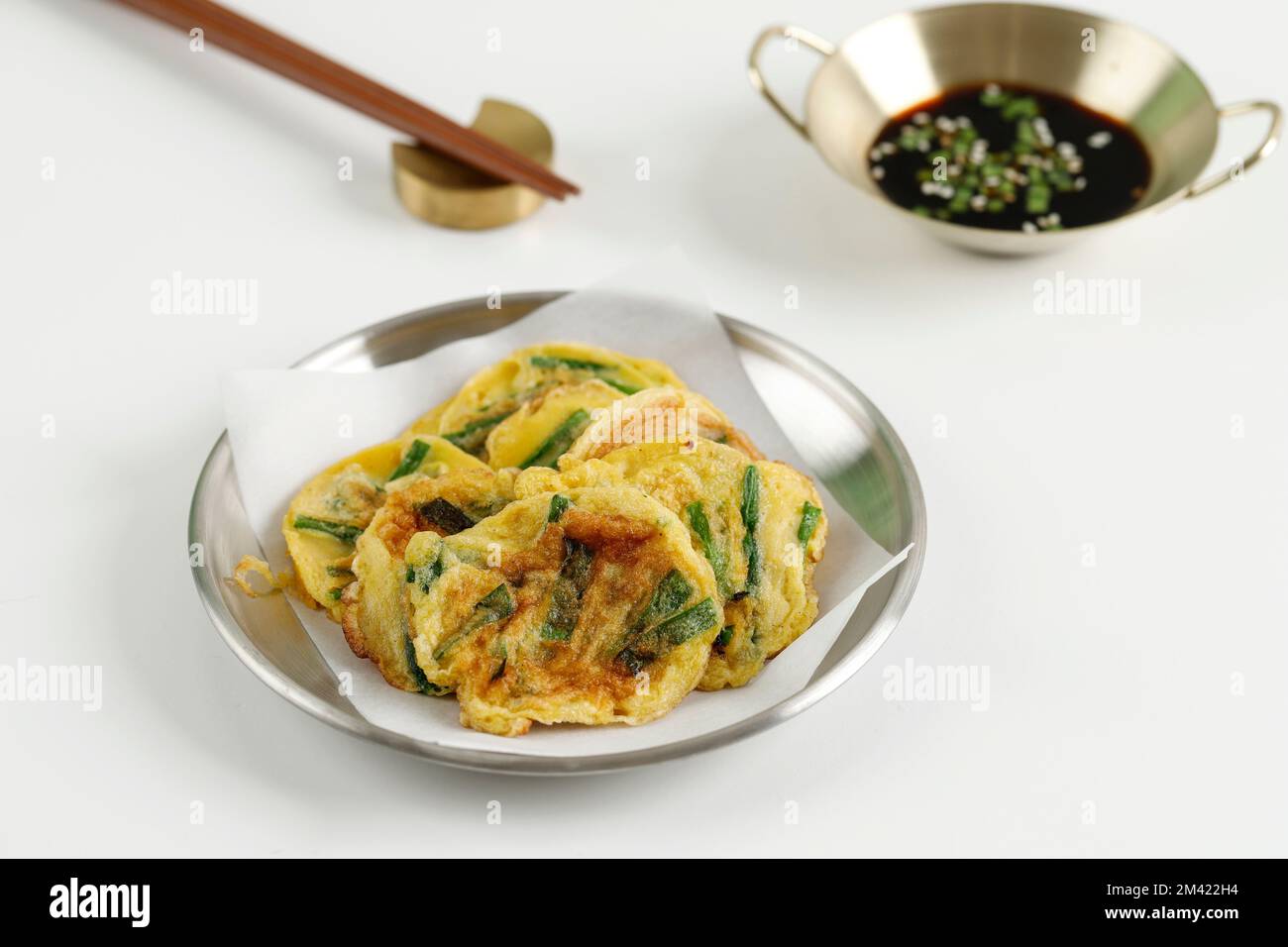 Homemade Korean Pajeon Scallion Pancakes with Soy Sauce and Sesame Seed ...