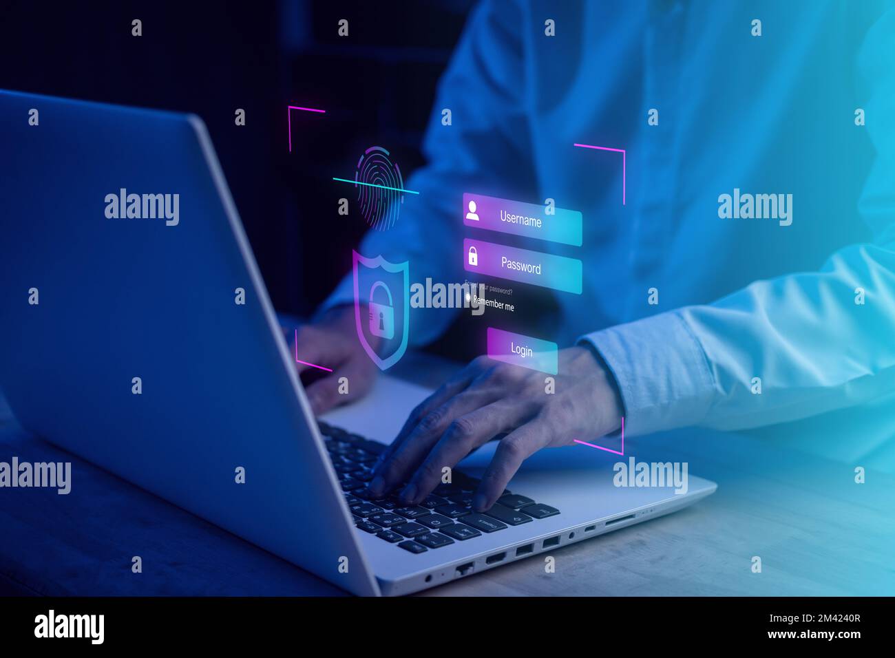Username and password (Login) with biometric identification fingerprint ...