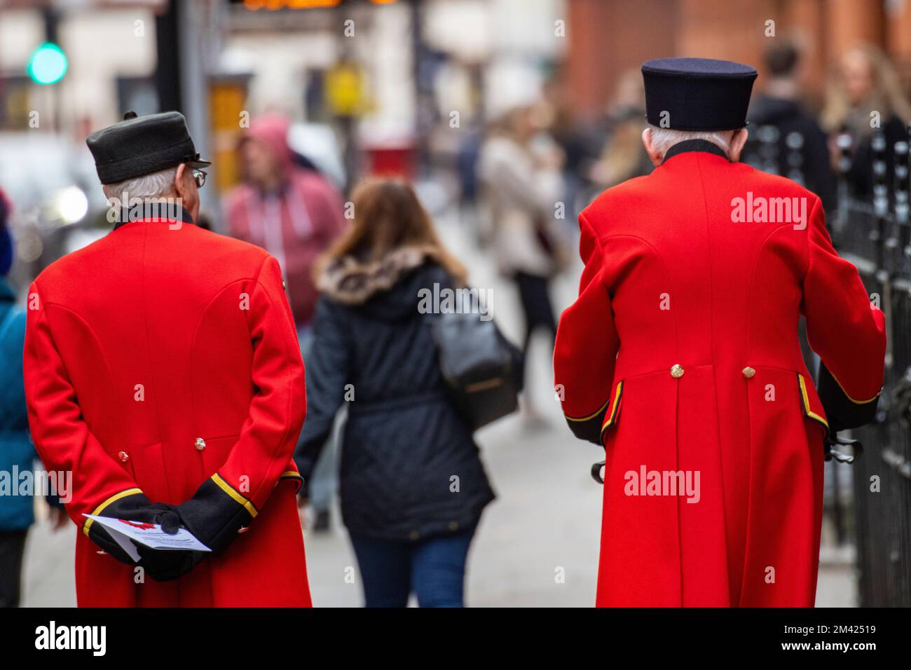 Chelsea Pensioners return to the Royal Hospital in Chelsea after a