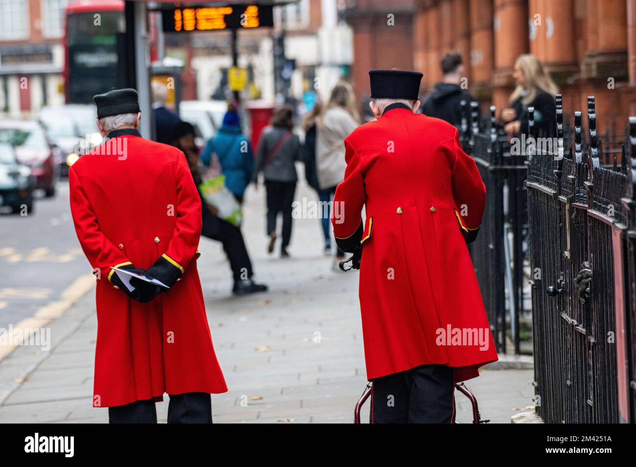 Chelsea Pensioners return to the Royal Hospital in Chelsea after a